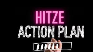 Schriftzug Leuchtschrift: Hitzeaktionsplan