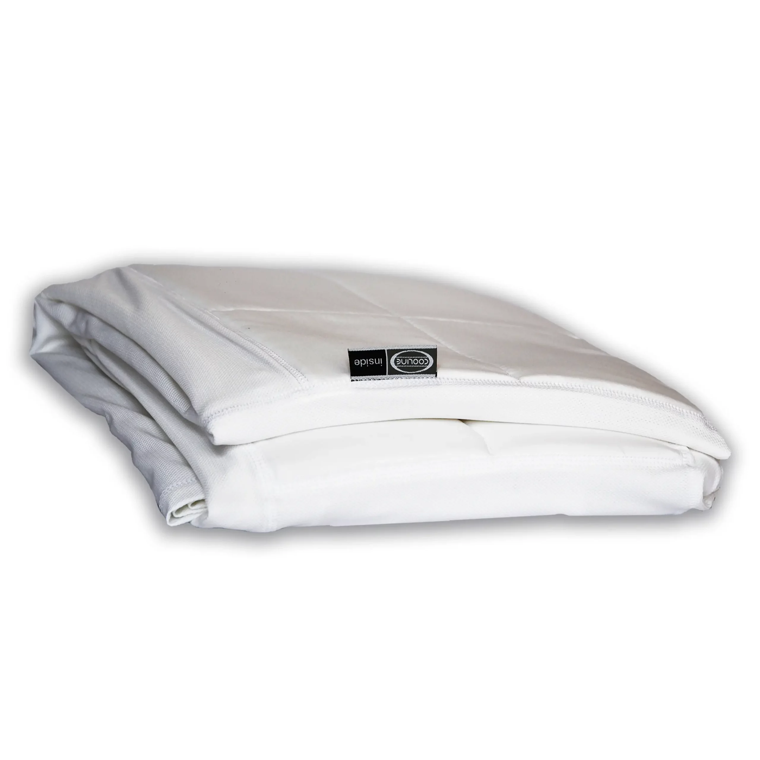 E.COOLINE Kühlende Bettdecke mit 6ßß Watt Kühlleistung in weiß - zusammengefaltet