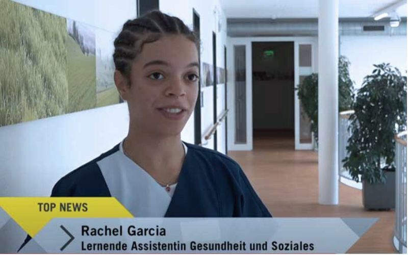 Videobild mit Kurzinterview von Rachel Garcia zum Thema Kühlwesten bei der Arbeit