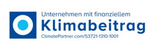 climate partner Logo "Unternehmen mit finanziellem Klimabeitrag"