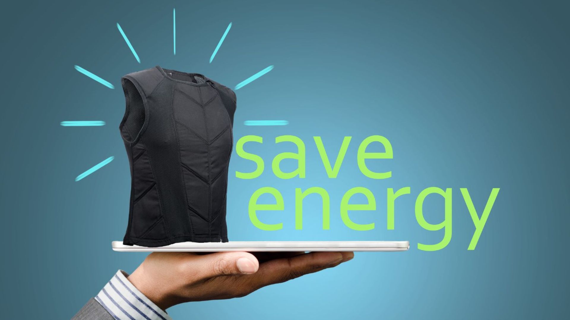 E.COOLINE Kühlweste mit Schriftzug Save Energy: Wie Kuehltextilien beim Energiesparen helfen koennen