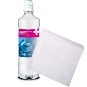 Erster Hitze-Notfall-Koffer der Welt - Wasserflasche und Papiertücher