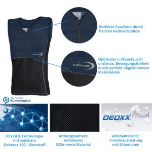 Produktmerkmale Repower Kids Kühlweste mit Reissverschluss von E.COOLINE, zweifarbig blau/schwarz, Medizinprodukt