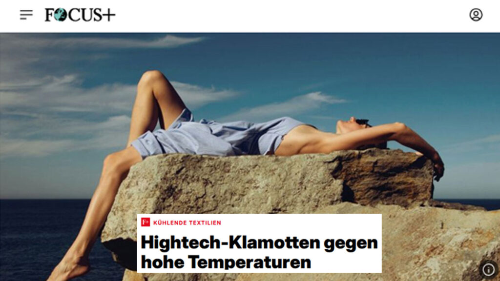 Titelbild von Focus Online "Hightech-Klamotten gegen hohe Temperaturen