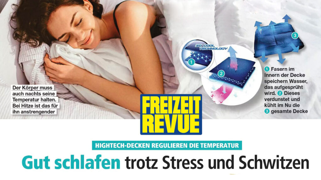 E.COOLINE Veröffentlichung zum Thema "Gut Schlafen" in der Freizeit-Revue