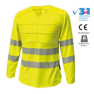 E.COOLINE PowerSignal Shirt SX3 Warnschutzklasse 2 Signalgelb für Outdoor Arbeiten