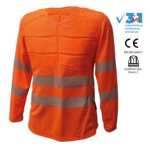 E.COOLINE PowerSignal Shirt SX3 Warnschutzklasse 2 Signalorange für Outdoorworker