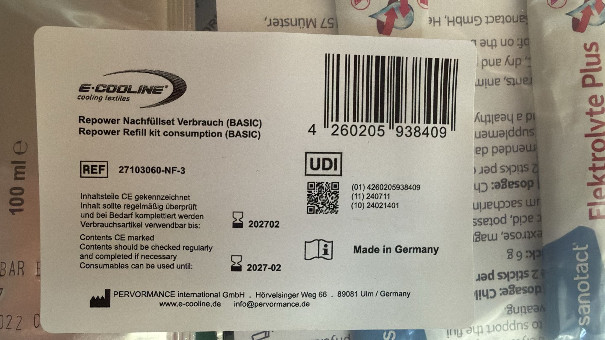 Nachfüllset 3 - Thermoscan, Wasser, Elektrolyte, Hygieneartikel, Notfall-Beatmungsmaske
