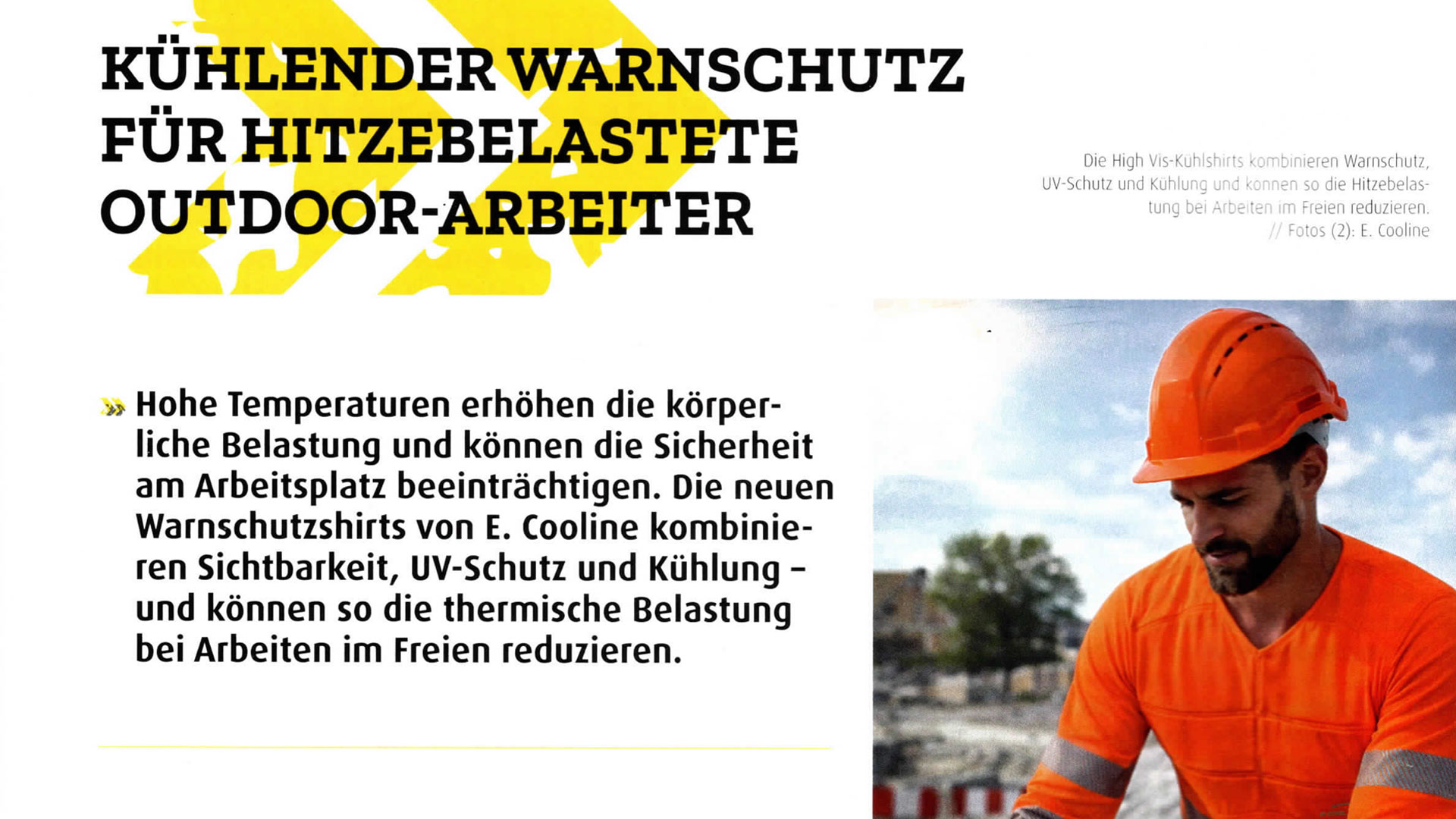 E.COOLINE Veröffentlichung im Fachmagazin Arbeitsschutz aber sicher Ausgabe 4-2026