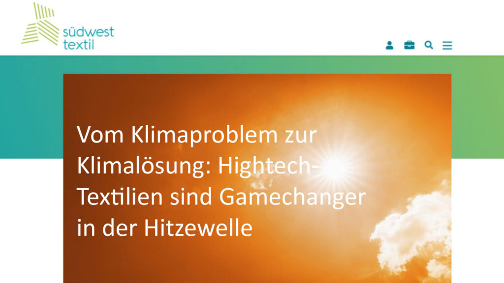 Südwesttextil-Pressebeitrag: vom Klimaproblem zur Klimalösung