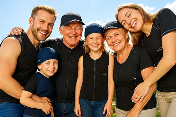 Familie mit Ecooline Kühlkleidung